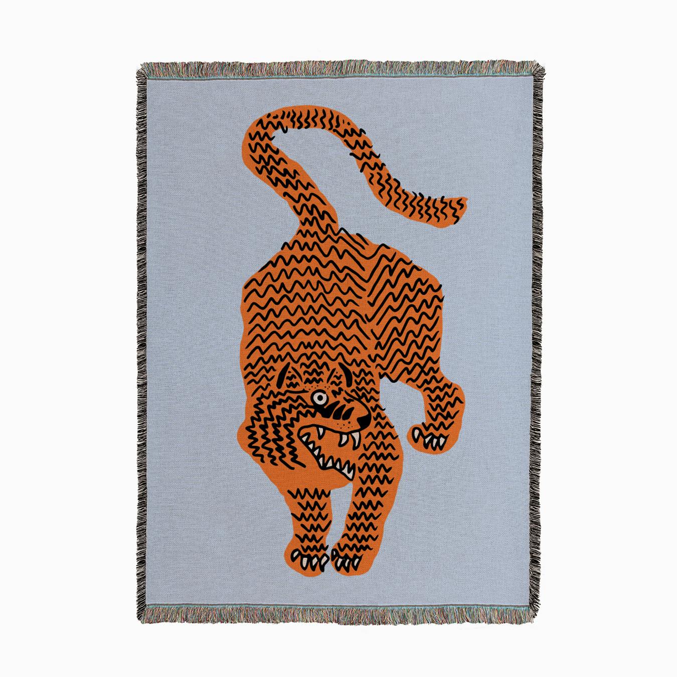 Tiger Blue Woven Throw